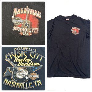 Y2K Harley Davidson Mens T Shirt L Black Poswell's Music City Nashville, TN